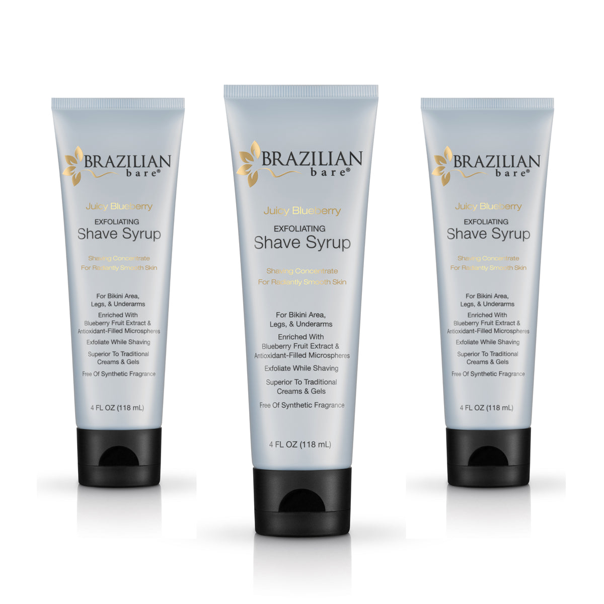 Brazilian Bare Extra Exfoliating Blueberry Shave Syrup Triple Pack